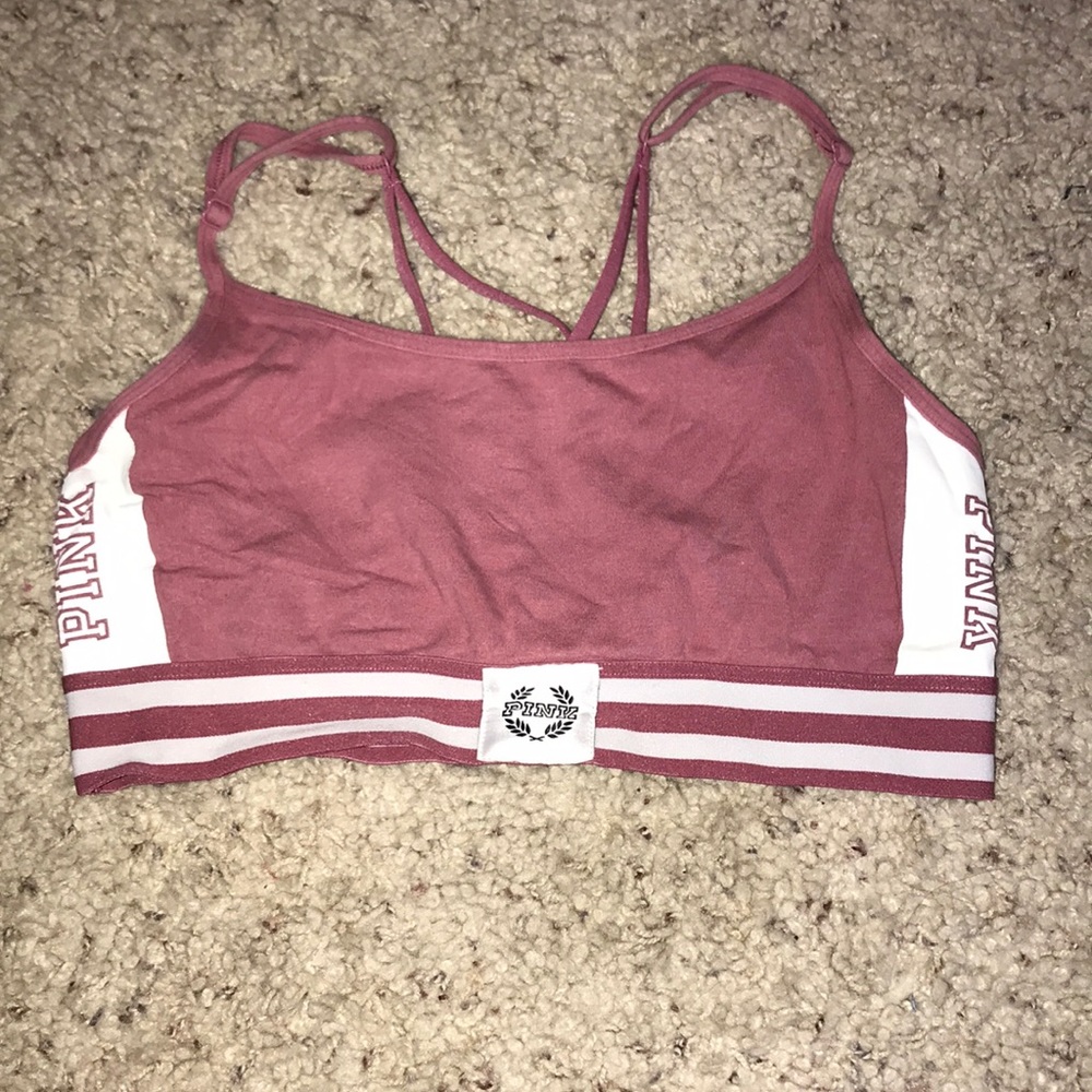 Pink Victoria’s Secret sports bra